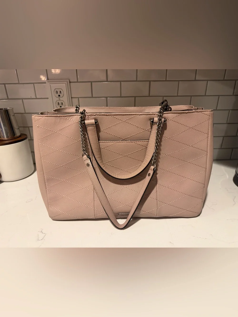 Rebecca Minkoff Quilted Leather Tote Bag in Blush Pink - Chic Everyday Carry
